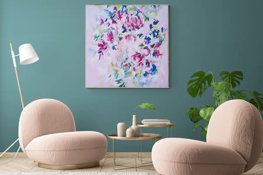 Judy century abstract artist pink floral painting
