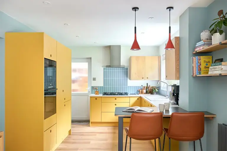 Natasha Burton Interiors yellow kitchen remodel