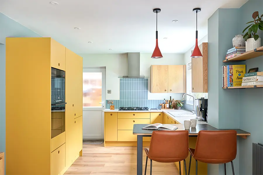 Natasha Burton Interiors yellow kitchen remodel